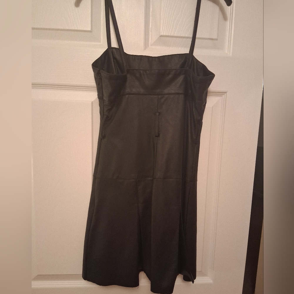 FREE PEOPLE Vegan Leather Black Mini Dress. Size Small - Picture 5 of 10
